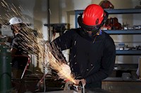 Type II + Non-Vented Red Safety Helmet with Black FlexBrim (T2NRDFBBK - Action-3)