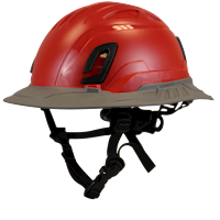 Type II + Non-Vented Red Safety Helmet with Dove Gray FlexBrim (T2NRDFBDG - Three Quarter View)