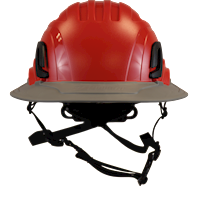 Type II + Non-Vented Red Safety Helmet with Dove Gray FlexBrim (T2NRDFBDG - Front)