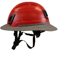 Type II + Non-Vented Red Safety Helmet with Dove Gray FlexBrim (T2NRDFBDG - Left)
