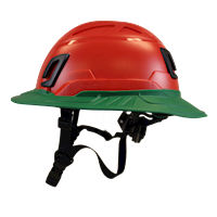 Type II + Non-Vented Red Safety Helmet with Forest Green FlexBrim (T2NRDFBFG - Left)