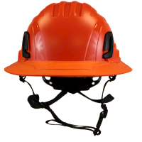 Type II + Non-Vented Red Safety Helmet with Hi-Viz Orange FlexBrim (T2NRDFBHO - Front)