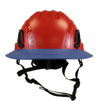 Type II + Non-Vented Red Safety Helmet with Kentucky Blue FlexBrim (T2NRDFBKB - Front)