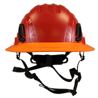 Type II + Non-Vented Red Safety Helmet with Orange FlexBrim (T2NRDFBOR - Front)