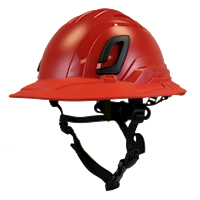 Type II + Non-Vented Red Safety Helmet with Red FlexBrim (T2NRDFBRD - Three Quarter View)