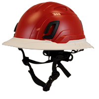 Type II + Non-Vented Red Safety Helmet with White FlexBrim (T2NRDFBWH - Three Quarter View)