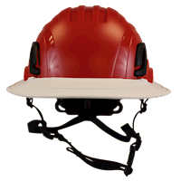 Type II + Non-Vented Red Safety Helmet with White FlexBrim (T2NRDFBWH - Front)