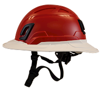Type II + Non-Vented Red Safety Helmet with White FlexBrim (T2NRDFBWH - Left)