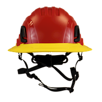 Type II + Non-Vented Red Safety Helmet with Yellow FlexBrim (T2NRDFBYL - Front)