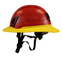 Type II + Non-Vented Red Safety Helmet with Yellow FlexBrim (T2NRDFBYL - Left)