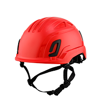 Type II + Non-Vented Red Safety Helmet (T2NRD - Three Quarter View)