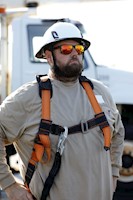 Type II + Non-Vented White Safety Helmet with Black FlexBrim (T2NWHFBBK - Action-4)