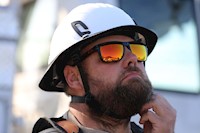 Type II + Non-Vented White Safety Helmet with Black FlexBrim (T2NWHFBBK - Action-7)