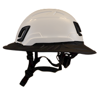 Type II + Non-Vented White Safety Helmet with Black FlexBrim (T2NWHFBBK - Left)