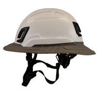 Type II + Non-Vented White Safety Helmet with Dove Gray FlexBrim (T2NWHFBDG - Left)