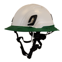 Type II + Non-Vented White Safety Helmet with Forest Green FlexBrim (T2NWHFBFG - Three Quarter View)