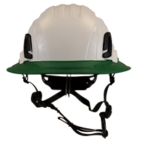 Type II + Non-Vented White Safety Helmet with Forest Green FlexBrim (T2NWHFBFG - Front)