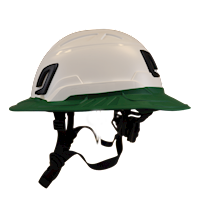 Type II + Non-Vented White Safety Helmet with Forest Green FlexBrim (T2NWHFBFG - Left)