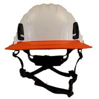 Type II + Non-Vented White Safety Helmet with Hi-Viz Orange FlexBrim (T2NWHFBHO - Front)