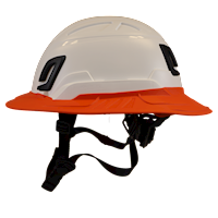 Type II + Non-Vented White Safety Helmet with Hi-Viz Orange FlexBrim (T2NWHFBHO - Left)
