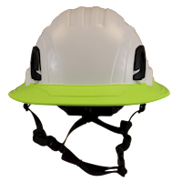 Type II + Non-Vented White Safety Helmet with Hi-Viz Yellow FlexBrim (T2NWHFBHY - Front)