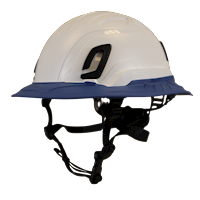 Type II + Non-Vented White Safety Helmet with Kentucky Blue FlexBrim (T2NWHFBKB - Three Quarter View)