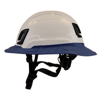 Type II + Non-Vented White Safety Helmet with Kentucky Blue FlexBrim (T2NWHFBKB - Left)
