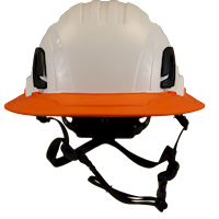 Type II + Non-Vented White Safety Helmet with Orange FlexBrim (T2NWHFBOR - Front)