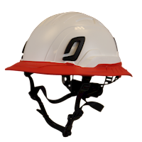 Type II + Non-Vented White Safety Helmet with Red FlexBrim (T2NWHFBRD - Three Quarter View)