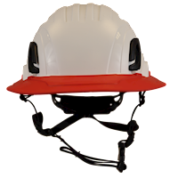 Type II + Non-Vented White Safety Helmet with Red FlexBrim (T2NWHFBRD - Front)