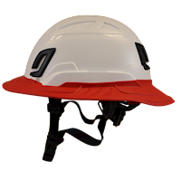 Type II + Non-Vented White Safety Helmet with Red FlexBrim (T2NWHFBRD - Left)