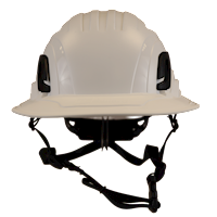 Type II + Non-Vented White Safety Helmet with White FlexBrim (T2NWHFBWH - Front)