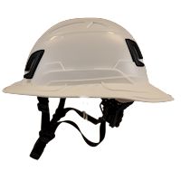 Type II + Non-Vented White Safety Helmet with White FlexBrim (T2NWHFBWH - Left)