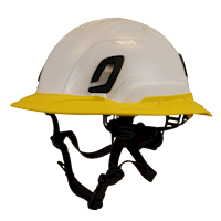 Type II + Non-Vented White Safety Helmet with Yellow FlexBrim (T2NWHFBYL - Three Quarter View)
