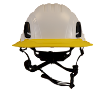 Type II + Non-Vented White Safety Helmet with Yellow FlexBrim (T2NWHFBYL - Front)