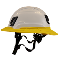 Type II + Non-Vented White Safety Helmet with Yellow FlexBrim (T2NWHFBYL - Left)