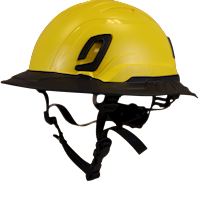Type II + Non-Vented Yellow Safety Helmet with Black FlexBrim (T2NYLFBBK - Three Quarter View)