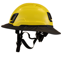 Type II + Non-Vented Yellow Safety Helmet with Black FlexBrim (T2NYLFBBK - Left)