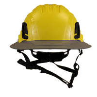 Type II + Non-Vented Yellow Safety Helmet with Dove Gray FlexBrim (T2NYLFBDG - Front)