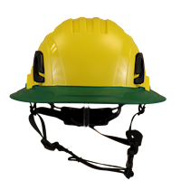 Type II + Non-Vented Yellow Safety Helmet with Forest Green FlexBrim (T2NYLFBFG - Front)