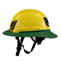 Type II + Non-Vented Yellow Safety Helmet with Forest Green FlexBrim (T2NYLFBFG - Left)
