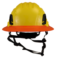 Type II + Non-Vented Yellow Safety Helmet with Hi-Viz Orange FlexBrim (T2NYLFBHO - Front)