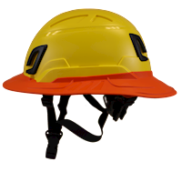 Type II + Non-Vented Yellow Safety Helmet with Hi-Viz Orange FlexBrim (T2NYLFBHO - Left)