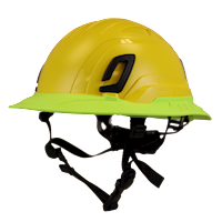 Type II + Non-Vented Yellow Safety Helmet with Hi-Viz Yellow FlexBrim (T2NYLFBHY - Three Quarter View)