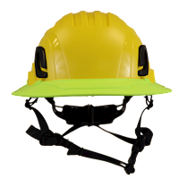 Type II + Non-Vented Yellow Safety Helmet with Hi-Viz Yellow FlexBrim (T2NYLFBHY - Front)