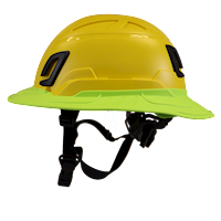 Type II + Non-Vented Yellow Safety Helmet with Hi-Viz Yellow FlexBrim (T2NYLFBHY - Left Side) - 2