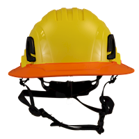 Type II + Non-Vented Yellow Safety Helmet with Orange FlexBrim (T2NYLFBOR - Front)