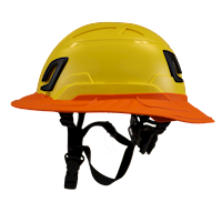 Type II + Non-Vented Yellow Safety Helmet with Orange FlexBrim (T2NYLFBOR - Left)