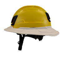 Type II + Non-Vented Yellow Safety Helmet with White FlexBrim (T2NYLFBWH - Left)