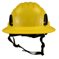 Type II + Non-Vented Yellow Safety Helmet with Yellow FlexBrim (T2NYLFBYL - Front)
